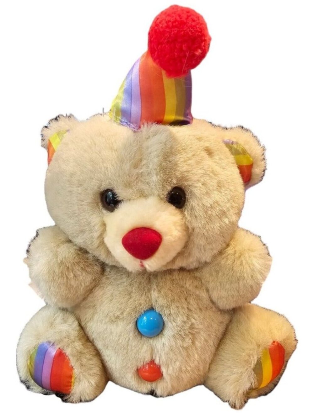 FTDA Teddy Bear Vtg 1986 Tan Rainbow Pride Ears Feet Stuffed Animal Plush Toy